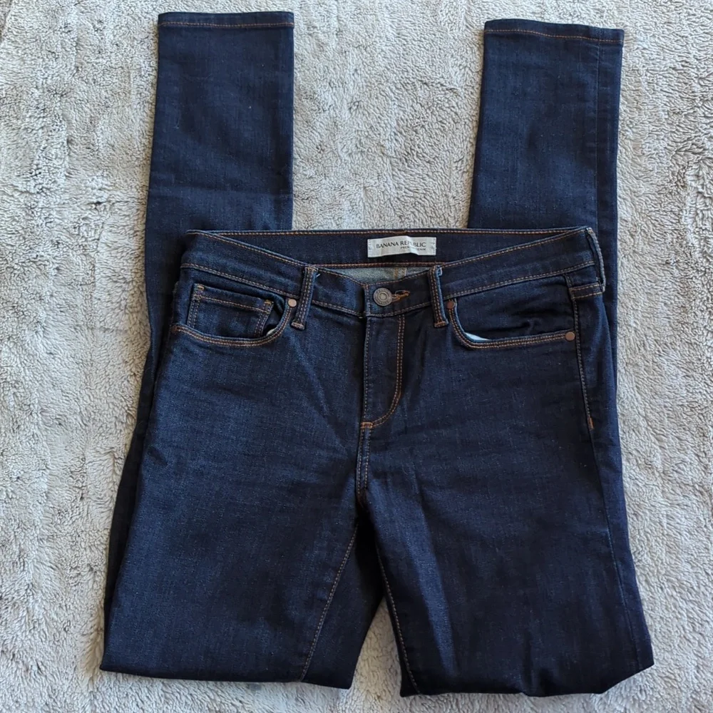 Banana Republic Dark Wash Mid Rise Skinny Blue Jeans Size 26 Waist 27.5 Inches - Picture 4 of 5